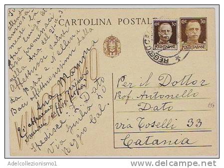 1159)intero Postale Da 30c.imperiale+30c.imperiale S. Fasci Da R. Calabria A Catania Il 18-1-1945 - Poststempel