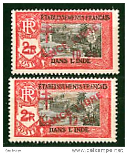 Inde   France Libre N 205 / 206 . Neuf X  Avec Trace De Charniere - Unused Stamps