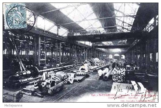 Cpa Saint Chamond (42) Usine , Forges Et Aciéries De La Marine , Tours - Rabots - Ajustage . Ed Nouvelles Galeries  1906 - Saint Chamond