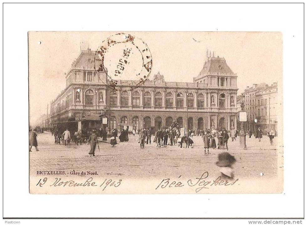 BRUXELLES - Gare Du Nord, Trés Animée, Tramway - 5 Petits Trous D'insectes Ridicules - Chemins De Fer, Gares