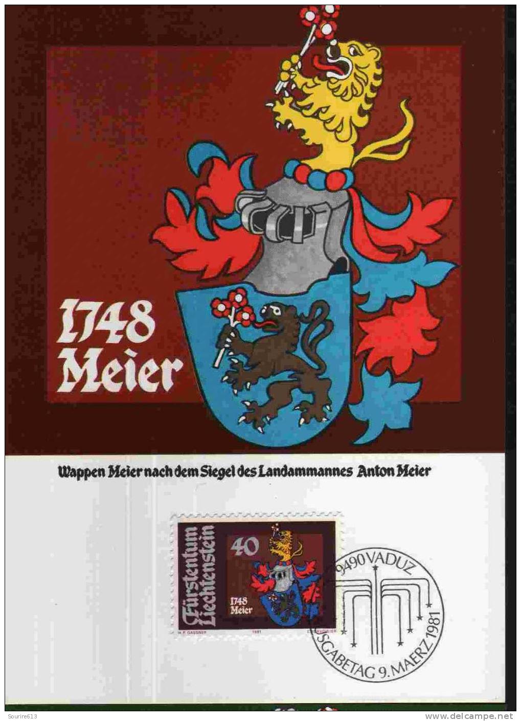 CPJ Liechtenstein 1981 Armoiries Anton Meier 1748 - Covers