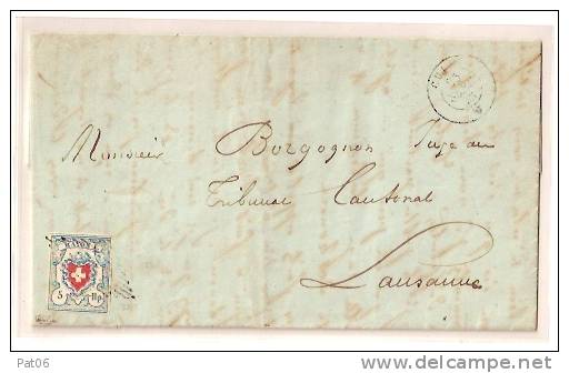 SUISSE  -  EMIS.  1851 - RAYON I - CROIX NON - ENCADREE - 1843-1852 Federal & Cantonal Stamps