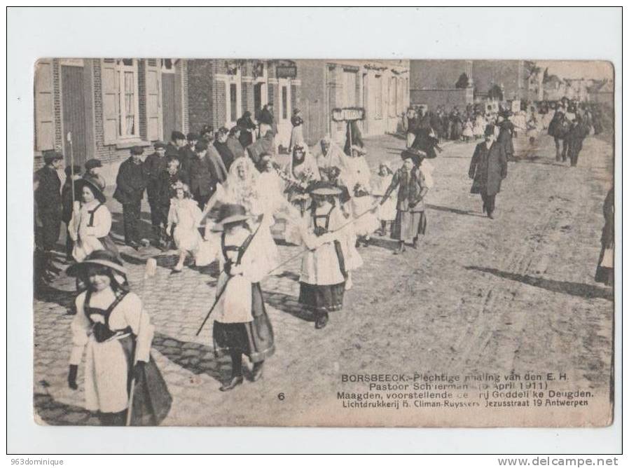 Borsbeek - Borsbeeck - Inhaling Pastoor Scheurmans 1911 - Maagden, Voorstellende De Goddelijkde Deugden - Borsbeek