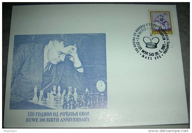 Sport,Chess,Euwe,dr Mahgielis-Max,5th World Chess Champion,Centennial Stamp,postcard - Schaken