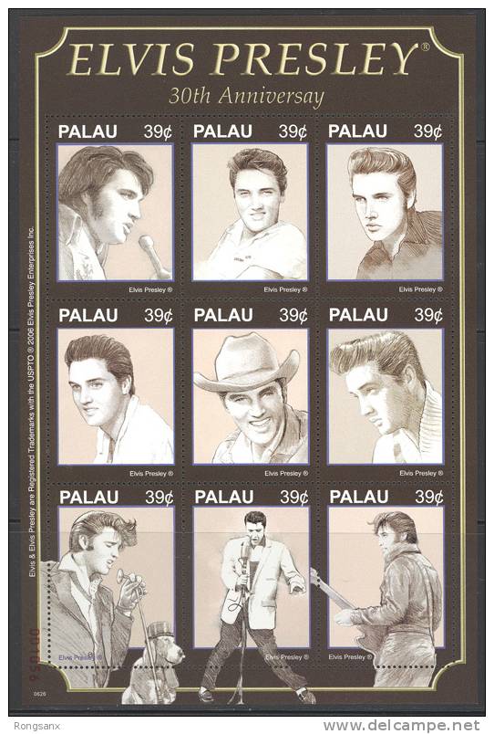 2006 PALAU - ELVIS PRESLEY SHEET OF 9V - Elvis Presley