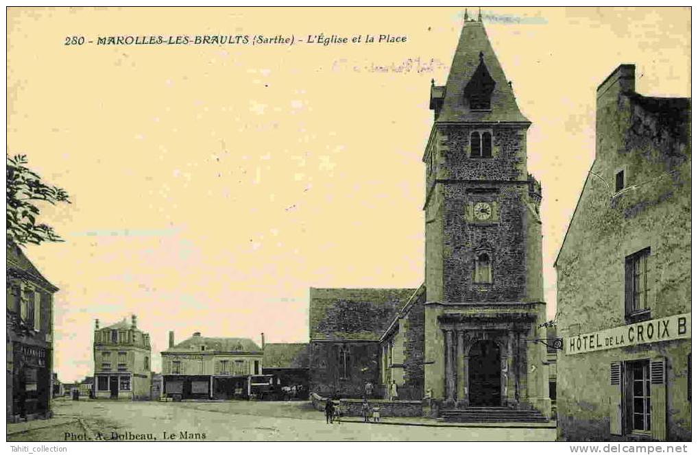 MAROLLES-les-BRAULTS - L'Eglise Et La Place - Marolles-les-Braults