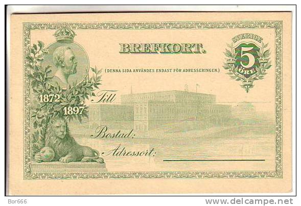 GOOD OLD SWEDEN Postal Card 1897 - King OSCAR II (mint) - Postal Stationery