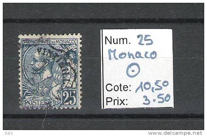 Monaco Num 25 Oblit - Other & Unclassified