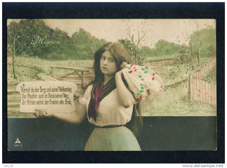 D1758 / MIGNON Opera - GYPSY CUTE GIRL LONG HAIR Photo Pc Publisher: P.H. Series - # 4353/5 -1910s - Opéra