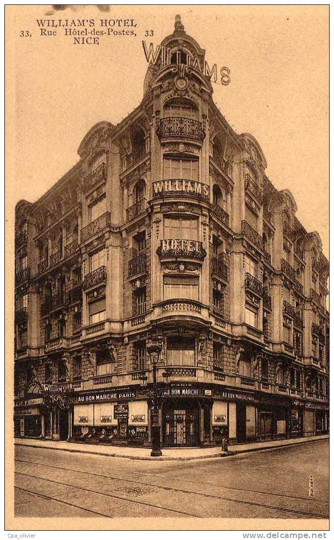 06 NICE Hotel William's, Rue Hotel Des Postes, Au Bon Marché, Ed AG, 193? - Mercadillos