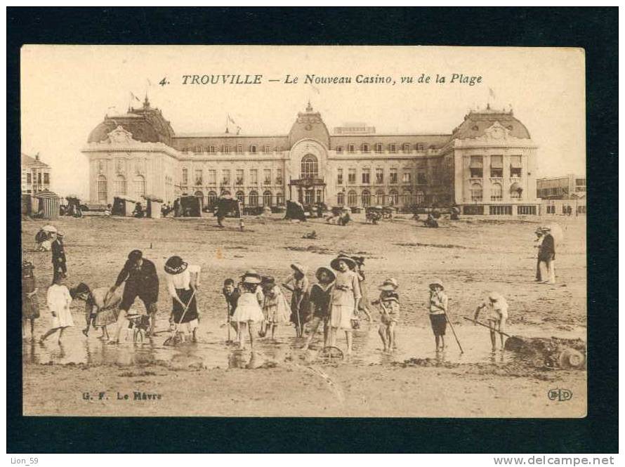 D2957 / France TROUVILLE - NEW CASINO , BEACH CHILDRENS Pc Publisher: ELD Series - # 4 G. F. LE HAVRE / 1920s - Casinos