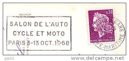 Jolie CP Paquebot France - La Salle De Spectacle - Flamme Salon De L'Auto Cycle Et Moto Octobre 1968 - Dampfer