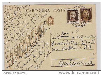 1253)intero Postale Vinceremo Da 30c.imperiale+30c. Imperiale S. Fasci Da R. Calabria A Catania Il 18-1-1945 - Marcofilía