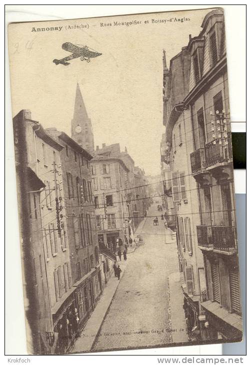 Annonay 07 - Rue Montgolfier Et Boissy Avec Aéroplane - Annonay