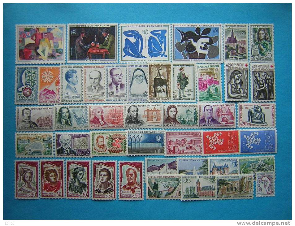 FRANCE NEUFS** 1961 ANNEE COMPLETE.  44 TIMBRES. - 1960-1969
