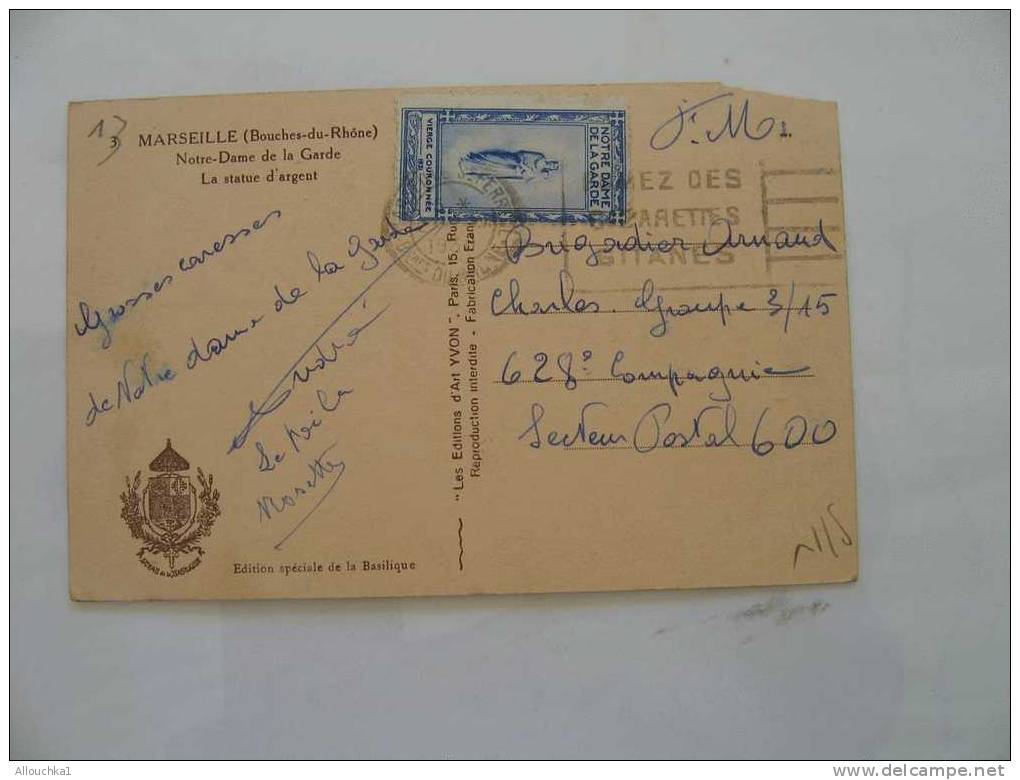 ERINOPHILIE VIGNETTE RELIGIEUSECARTE POSTALE DE FRANCE MARSEILLE N.D DE LA GARDE  DEPARTEMENT DES BOUCHES DU RHONE 13 - Tourism (Labels)