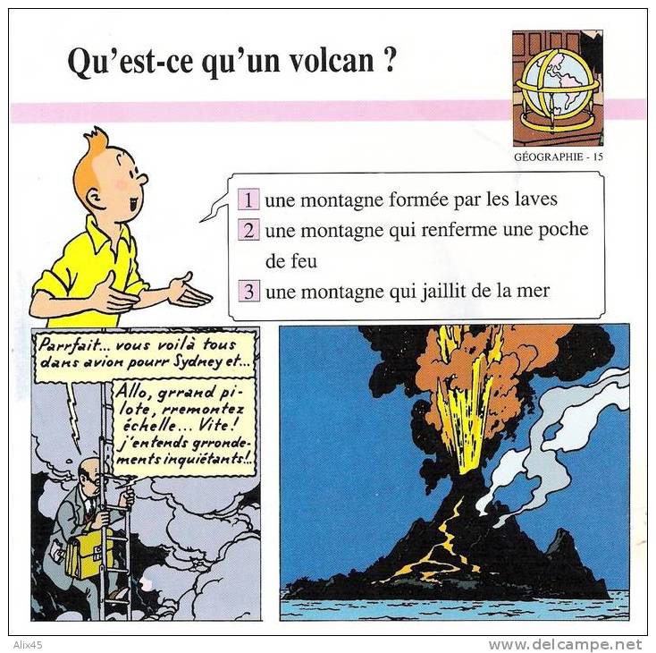 HERGE - FICHE TINTIN ATLAS N°15 GEOGRAPHIE (extrait : Vol 714 Pour Sidney) - Sonstige & Ohne Zuordnung