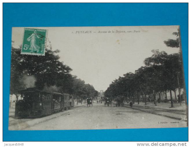 92) Puteaux - N° 1 - La Tram - Avenue De La Défence,vers Paris -   - Année 1916 -  EDIT L'abeille - Puteaux