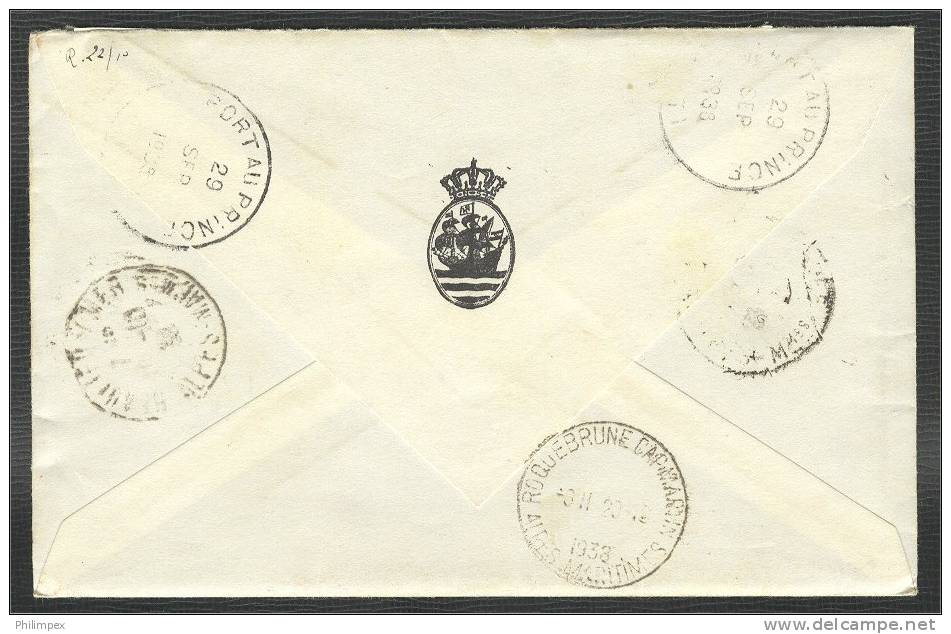 HAITI, AIRPOST COVER 10 + 15 Defintives + 25 Centimes Airpost - Haití