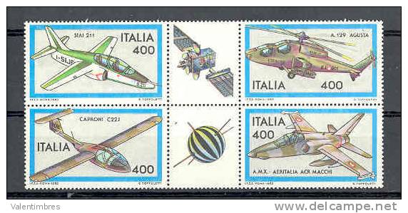 Hélicoptère Avions **  Italie 1566/69 En Bloc De 4 Timbres + 2 Vignettes - Helicópteros
