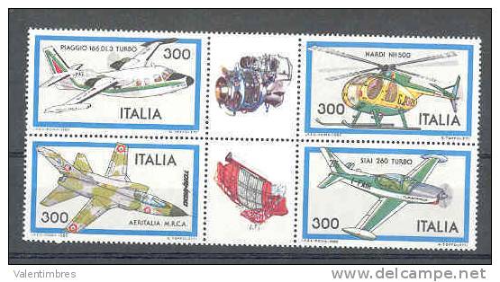 Hélicoptère Avions **  Italie 1522/25 En Bloc De 4 Timbres + 2 Vignettes - Hubschrauber