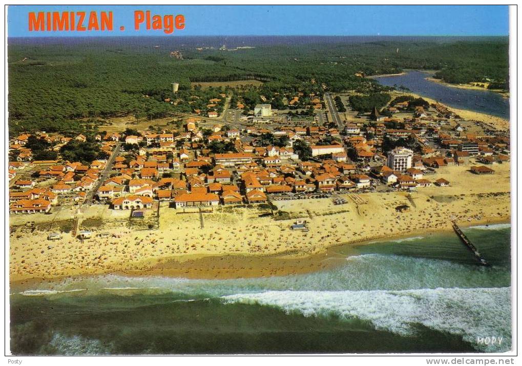 CPSM - MIMIZAN PLAGE - Vue Aérienne - Coul - Ann 80 - - Mimizan Plage