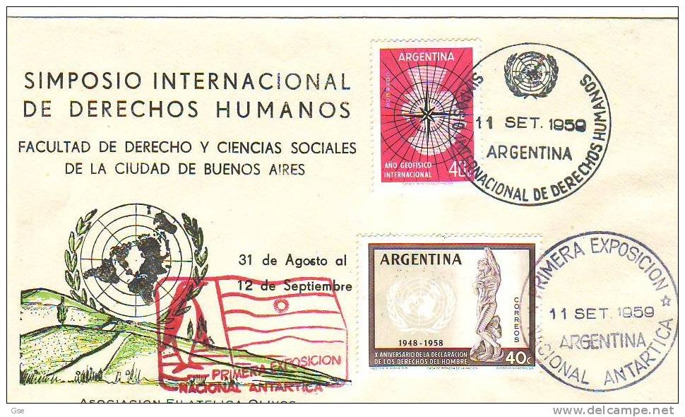 ARGENTINA 1959 - Yvert 591-595 - Annullo Speciale Illustrato -Esposizione Antartica - Événements & Commémorations