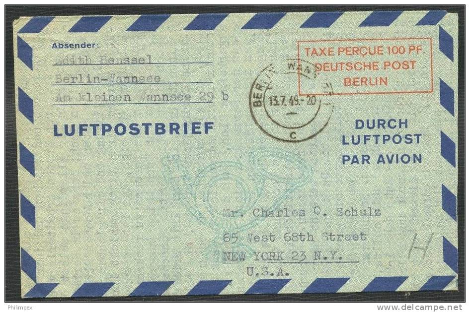 GERMANY, BERLIN, AEROGRAM FROM 1949 TO NEW YORK, Rare - Autres & Non Classés