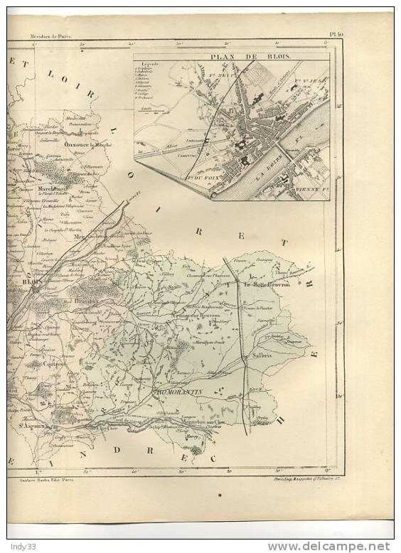 - DEPARTEMENT DE LOIR ET CHER .  CARTE DU XIXe S. GRAVEE EN COULEURS SOUS LA DIRECTION DE MALTE-BRUN - Carte Geographique