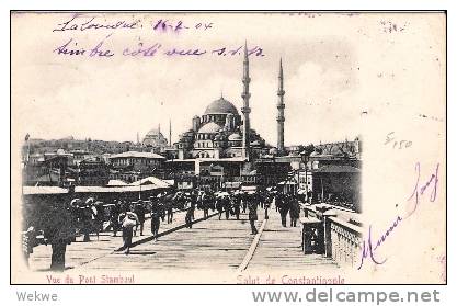 Gr-NG031/ Salonique, Fahrendes Postamt (ambulante/TPO) Nr. 1,1904, Ansichtskarte Vue Du Pont. Stambul - Thessaloniki