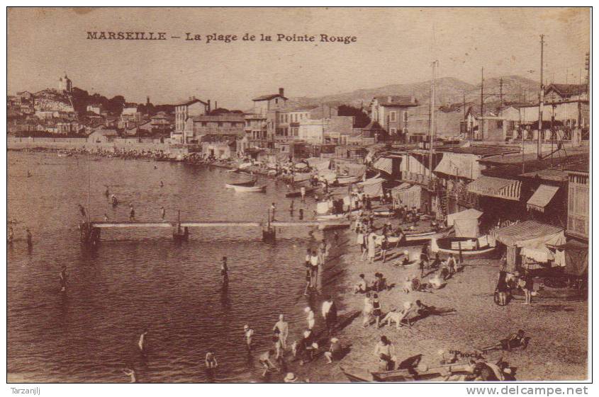 CPA De Marseille (Bouches Du Rhône 13): La Plage De La Pointe Rouge. - Quartiers Sud, Mazargues, Bonneveine, Pointe Rouge, Calanques