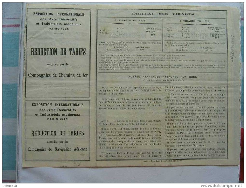 SCRIPOPHILIE COLLECTIONNEURS D'ACTIONS /TITRES De BOURSE PERIMES ARTS DECORATIFFS & INDUSTRIELS MODERN 1925 50 F PORTEUR - Industrie