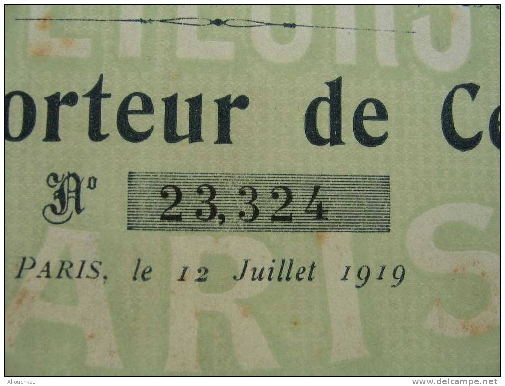 SCRIPOPHILIE COLLECTIONNEURS D´ACTIONS /TITRES De BOURSE PERIMES LES AFFRETEURS REUNIS 1919 100 F PORTEUR TRAIN BATEAU - Industrie