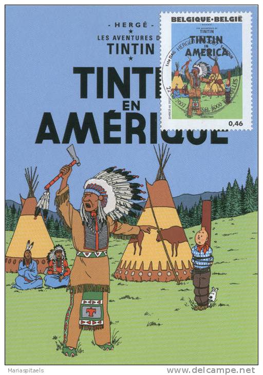 Belgium 2007 Maxicard Of Tintin Album N° 3 : Tintin In America - (1931-1932) - Fumetti