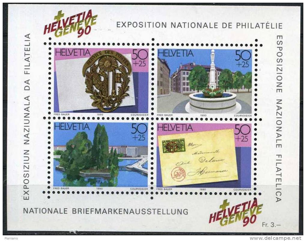 PIA - SVI - 1990 - Exposition Philatélique "Helvetia Genève 90" - (Yv Bf 26) - Blocks & Sheetlets & Panes