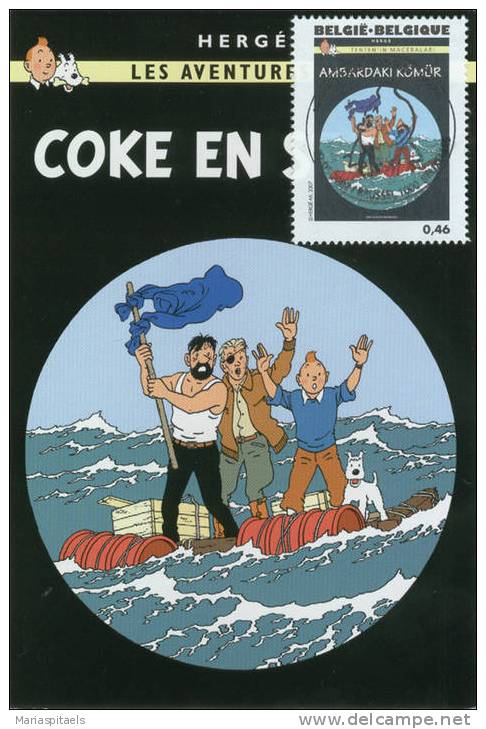 Belgium 2007 Maxicard Of Tintin Album N° 19 : The Red Sea Sharks - (1958) - Bandes Dessinées