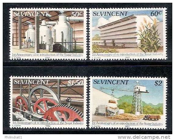 St. Vincent 1982 Suger Industry, Boiler, Machinery, Sugar Cane 4v  MNH**  # 1810 - Sonstige & Ohne Zuordnung