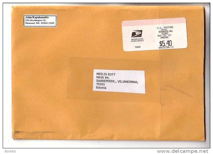 GOOD POSTAL COVER USA ( Omaha ) - ESTONIA 2007 - Postage Paid 2,70$ - Briefe U. Dokumente