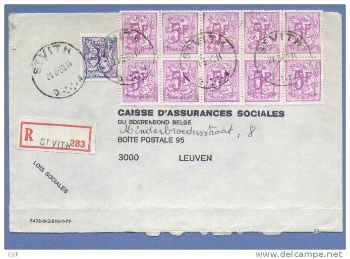 1756+1904 Op Aangetekende Brief Met Stempel ST-VITH - 1977-1985 Cijfer Op De Leeuw
