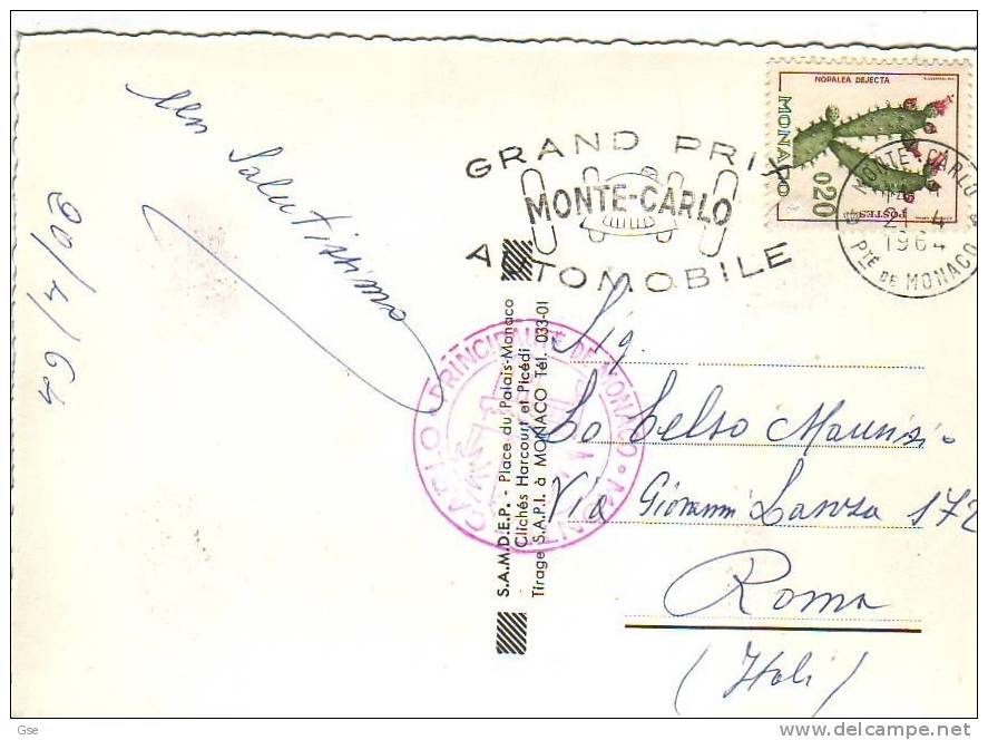 MONACO 1964 - Annullo Speciale Illustrato - G.P. Di Montecarlo - Auto's