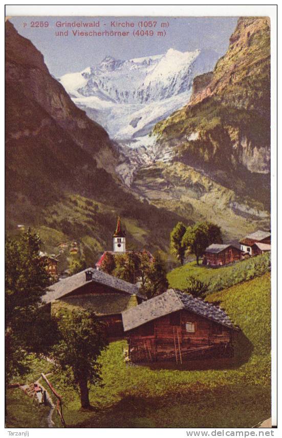 CPA De Grindenwald (BE Suisse): Kirche (1057m) Und Viescherhörner (4049m) - Wald