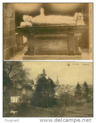 BELGIQUE:CHIMAY(Hainaut.)   2  Cartes:1:Panorama. -2:Tombeau Du Princede Croy(Intérieur De L´église.).(Non écrites.) - Chimay