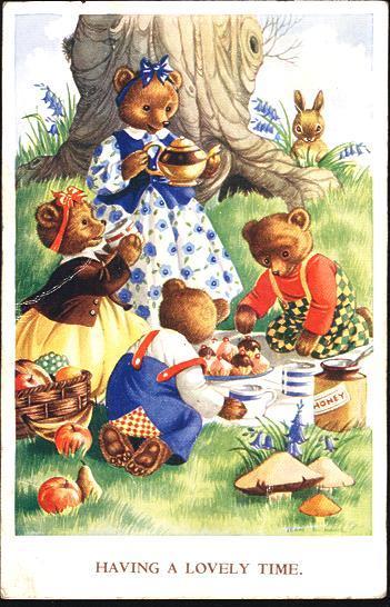 Dressed Bears Picnic - Artist Signed Jean Howe - Ours