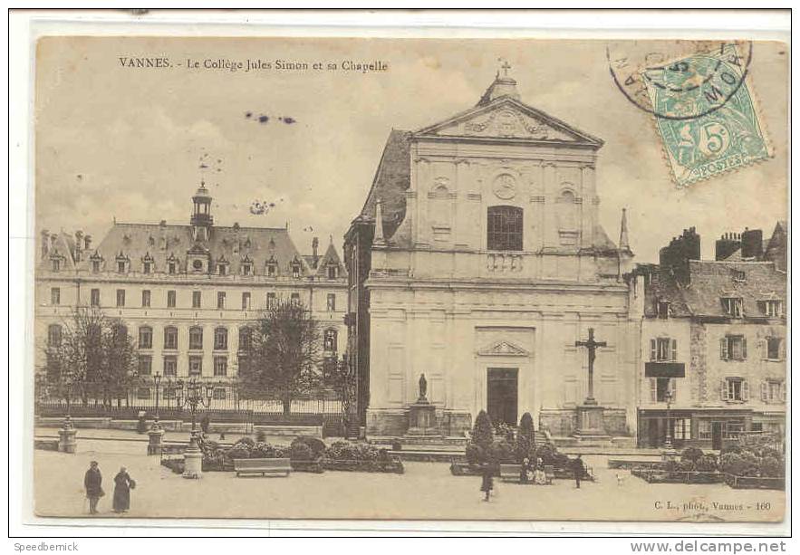 20229 VANNES - Le Collège Jules Simon Et Sa Chapelle. C.L. 100 - Vannes