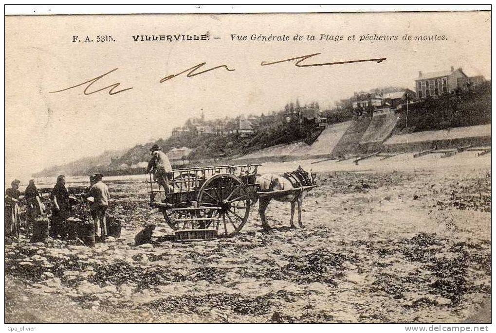 14 VILLERVILLE Types, Pecheurs De Moules, Attelage, Beau Plan, Ed FA 5315, 1904 - Villerville