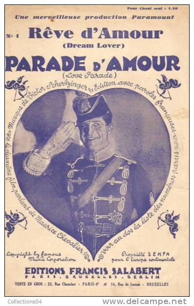 PARTITIONS /N°107 / MAURICE CHEVALIER / REVE D'AMOUR / A ENCADRER ! VALSE / SCHERKINGER /  LE PRINCE CONSORT /OPERETTE / - Chant Soliste