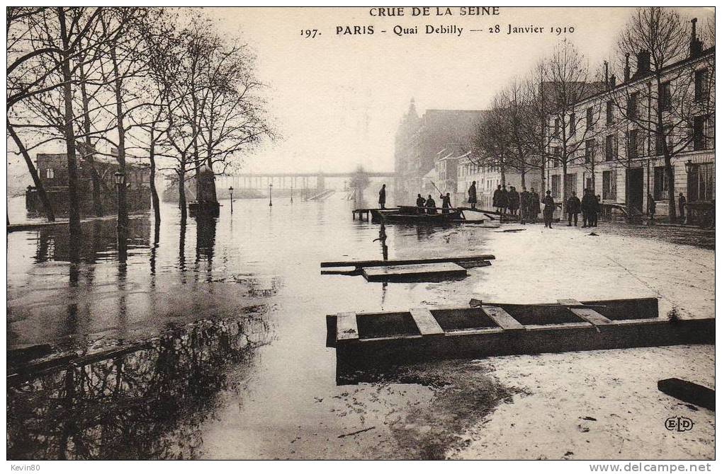 CRUE DE LA SEINE PARIS Quai Debilly 28 Janvier 1910 Cpa Animée - Inondations