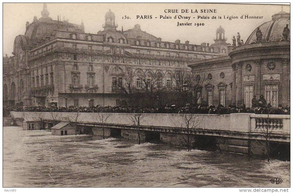 CRUE DE LA SEINE PARIS Palais D'Orsay Palais De La Légion D'Honneur Janvier 1910 Cpa Animée - Overstromingen