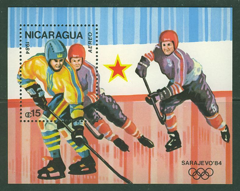 T0031 Hockey Sur Glace Bloc 163 Nicaragua 1984 Neuf ** Jeux Olympiques De Sarajevo - Hockey (su Ghiaccio)