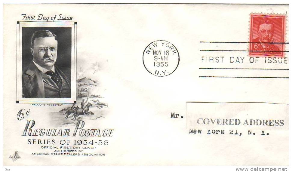 STATI UNITI  1955 - FDC - Yvert 600 - Theodore Roosvelt  - Annullo Speciale - 1951-1960